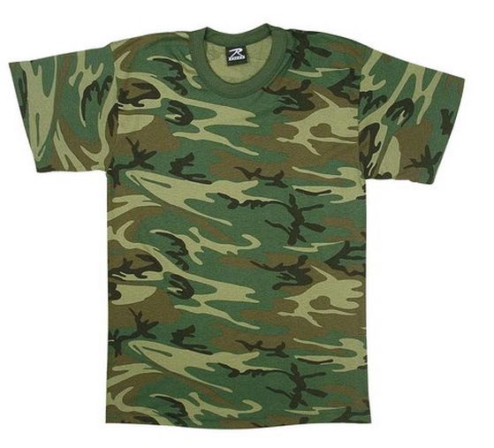 Custom Printed Rothco Kids Woodland Camo Heavyweight T-Shirt - 7703